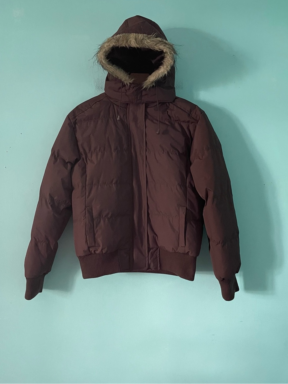 Ely Cattleman Outerwear Down Brown Cowboy Western Winter Coat Faux Fur Quilted L